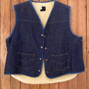 Vintage 70s Sears and robuck Denim Vest with Sherpa Lining